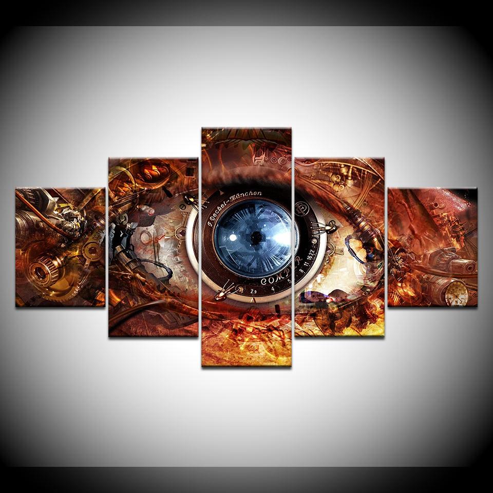 

Canvas Painting Abstract Eye Lens Futuristic Sci Fi 5 Pieces Wall Art Painting Modular Wallpapers Poster Print Home Decor 20x35 20x45 20x55cm