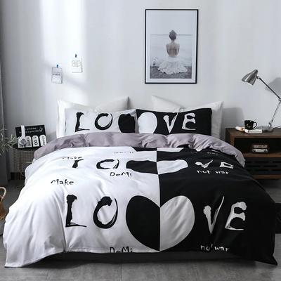 Bettwäsche-Set mit Liebesherz, schlicht, kariert, Bettbezug 200 x 200, Kissenbezug, Einzel-, Doppel-, Queen-Size- und King-Size-Bett, nordisches Paar-Bettbezug, Bettwäsche