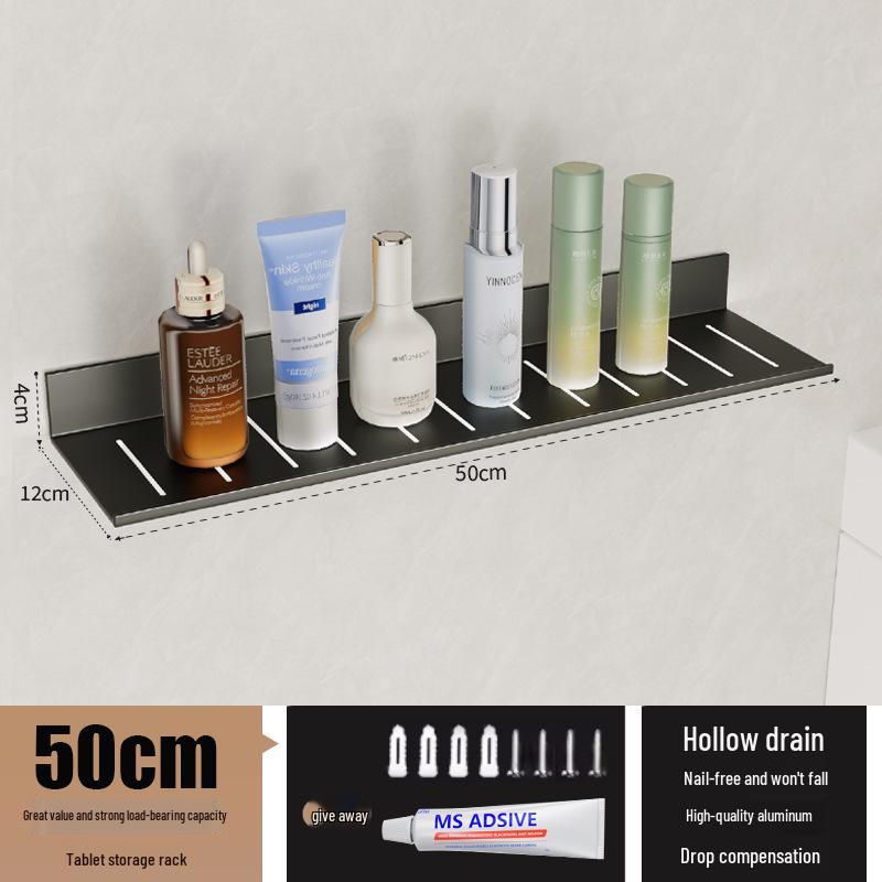 Wall-Mounted No-Drill Bathroom Vanity Shelf with Space for Faucet and Mirror