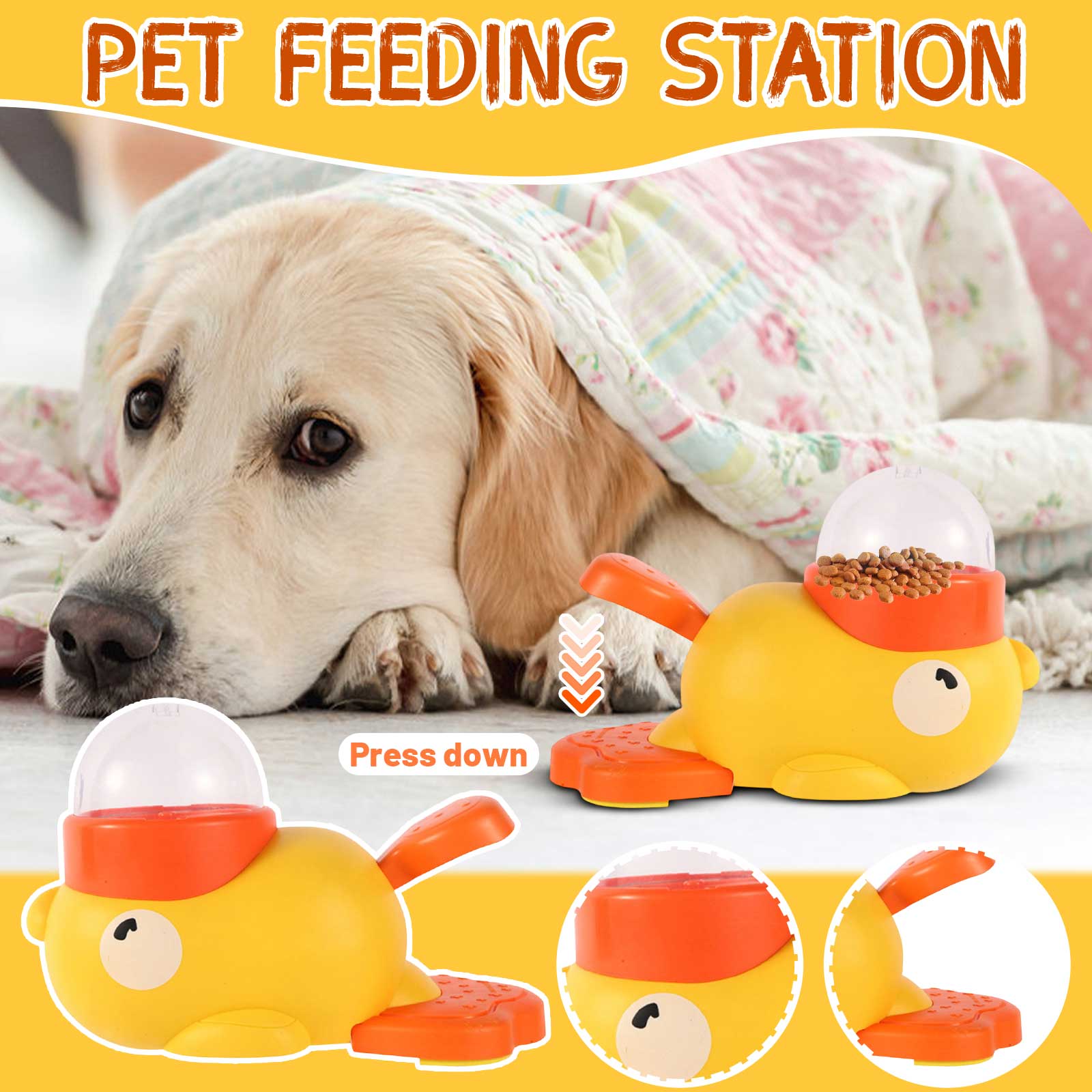 

Little Yellow Ducks Pet Food Dispenser, Interactive Toy For Cats And Dogs, Automatic Feeder, Cats Toy One Size