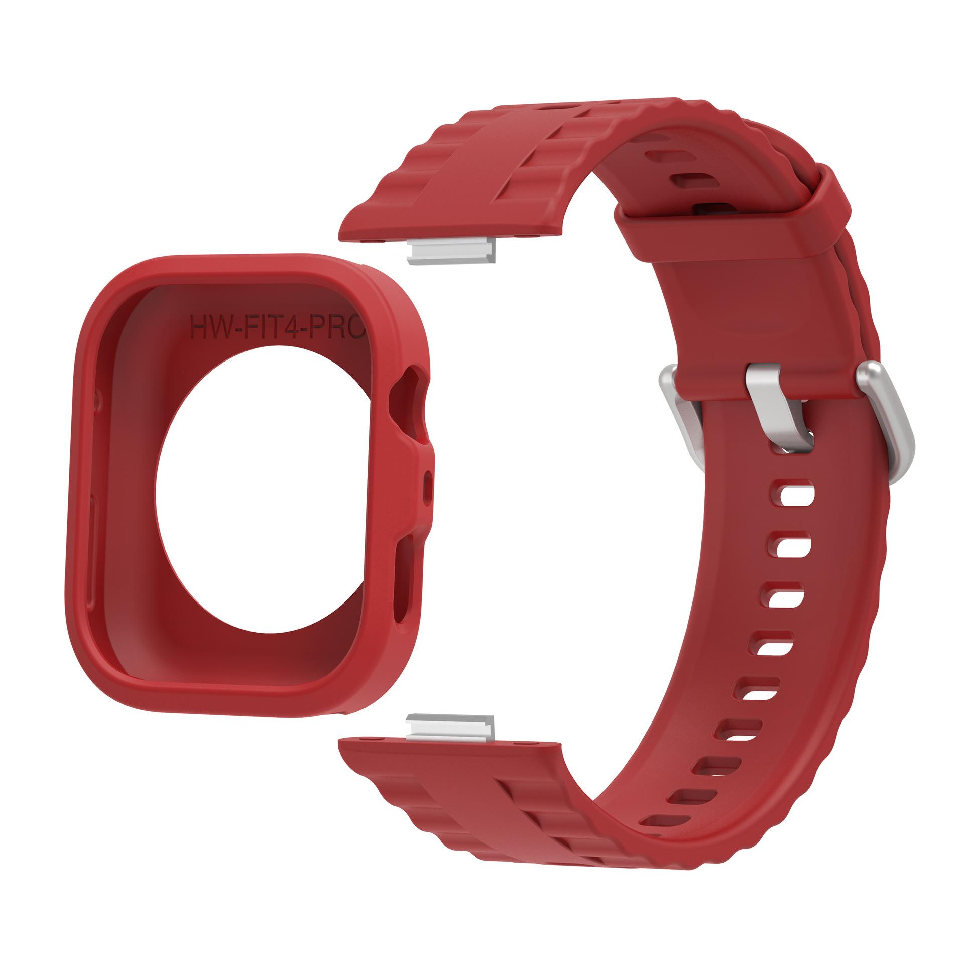 

Силиконовый чехол+ремешок для Huawei Watch Fit 4 Pro Удобный Комфортный Дышащий ремешок Huawei Watch Fit4 красный