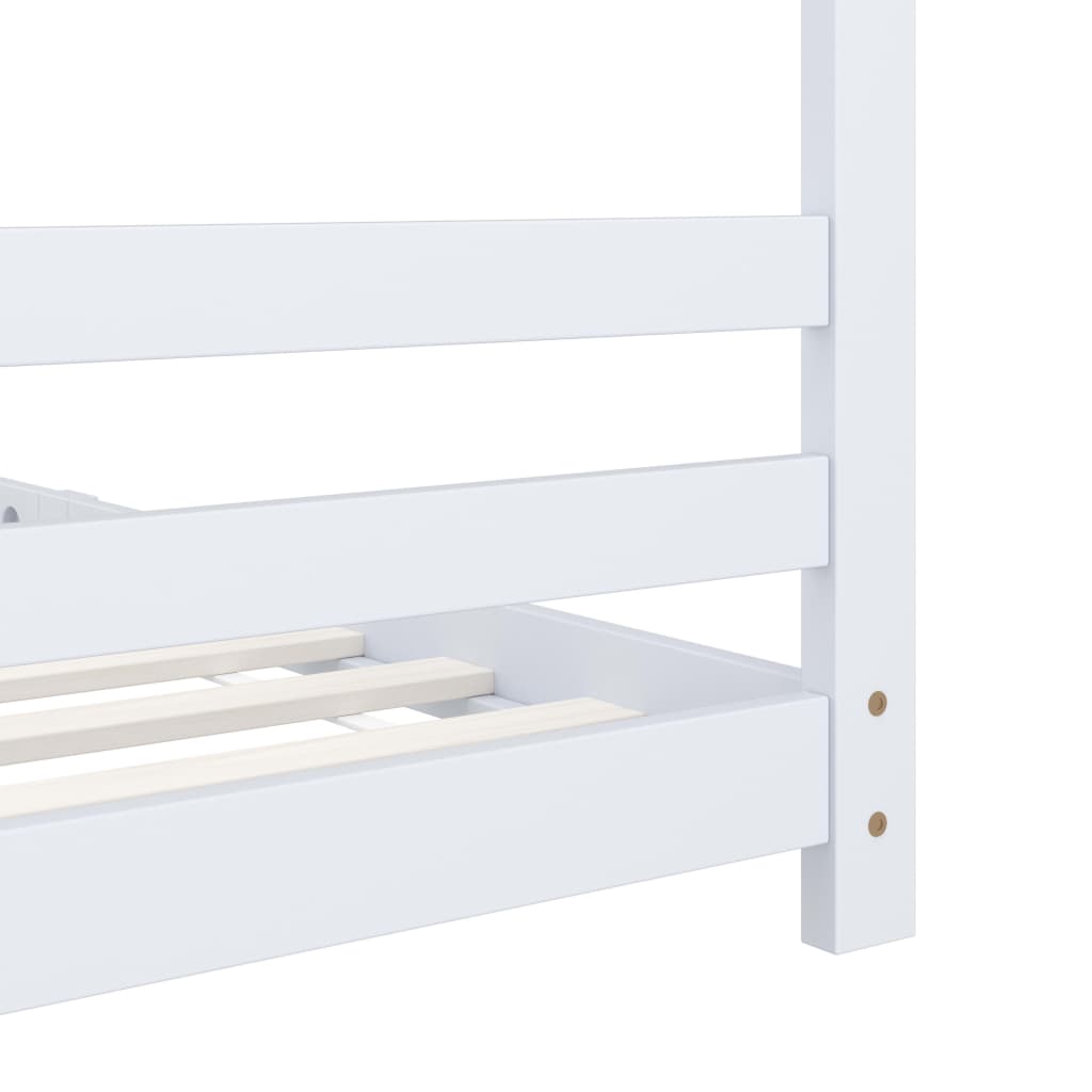 Kids Bed Frame White Solid Pine Wood 90 X 200 Cm