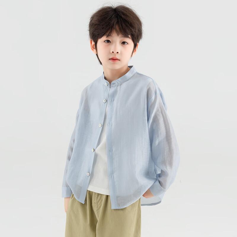 Легкая мужская рубашка со стойкой из смеси лиоцелла и льна 160