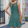 Women's Solid Color Round Neck Sleeveless Backless Tie-Up Dress