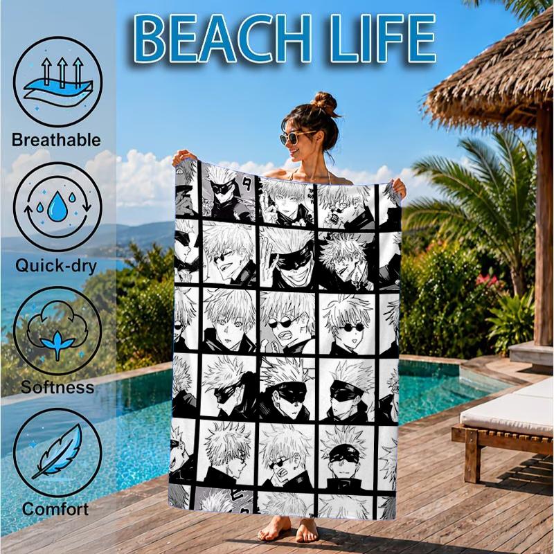 Jujutsu Curse Battle Beach Towel, Microfiber Beach Towel, Perfect For Pool, Beach, Travel, Home Decor Beach Party Fan gifts