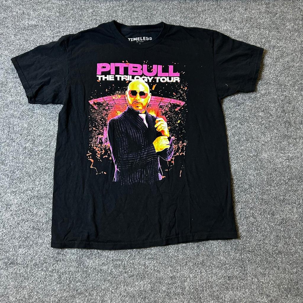 Zeitloses Miami T-Shirt Herren Größe L Schwarz Pitbull Die Trilogy Tour 2023 Konzert