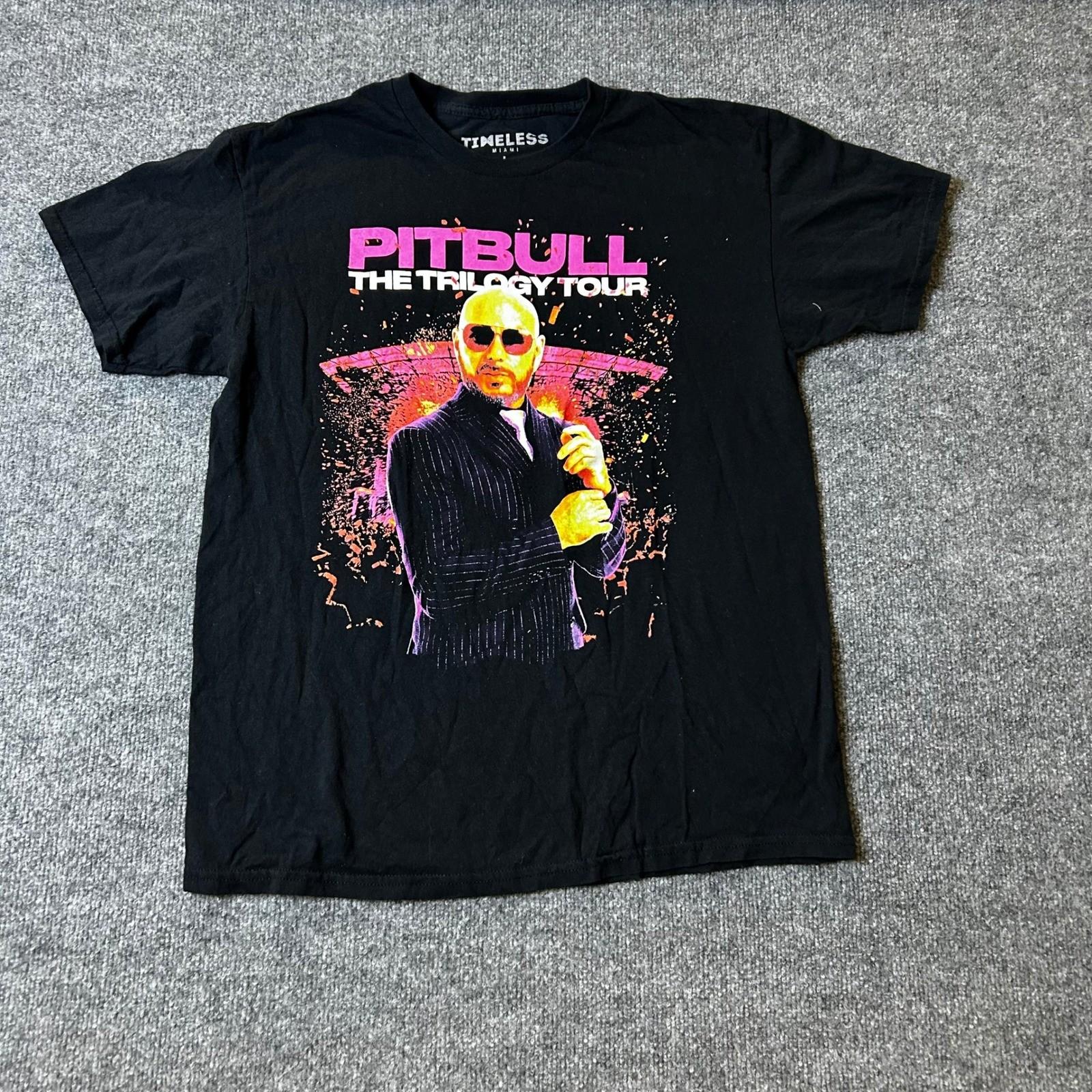Timeless Miami T-Shirt Mens Size L Black Pitbull The Trilogy Tour 2023 Concert XL