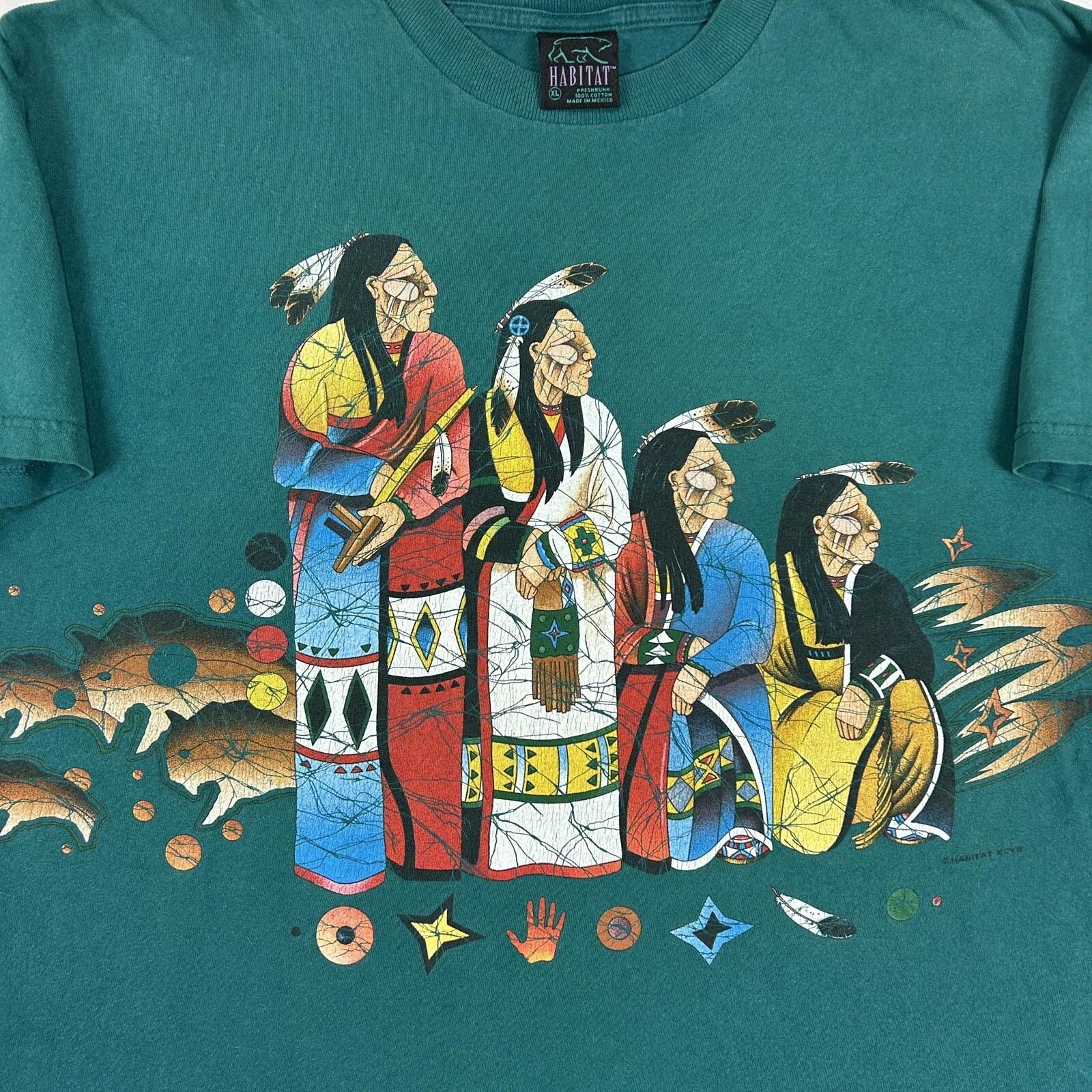 

винтажная футболка 90-х NATIVE AMERICAN COLORADO двусторонняя XL природа S