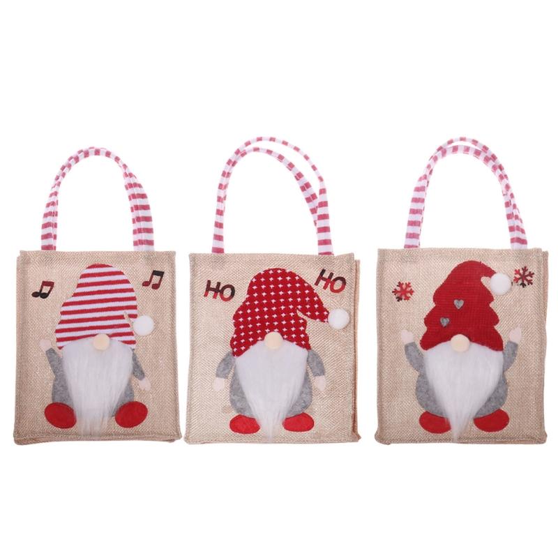 

Xmas Party Favors Gnomes Linen Holiday Treat Box Xmas Linen Goodies Treat Bags 1