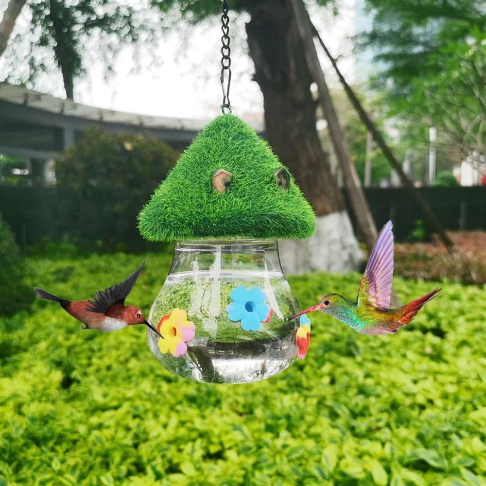 

Mushroom House Hummingbird Feeders Flower Spout Hummingbird Water Bowl Farm зелёный