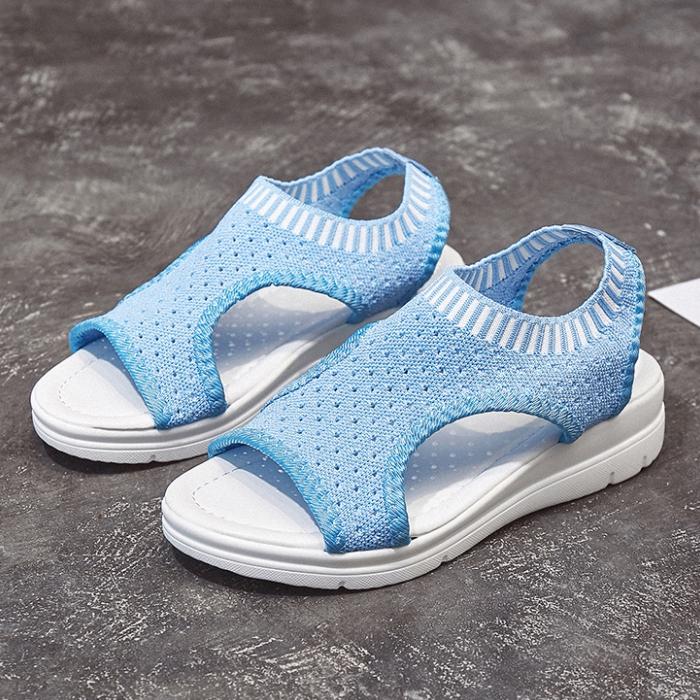 Sandales d'été respirantes pour femmes, baskets de marche, de sport, à semelles épaisses, chaussures en maille à bec de poisson