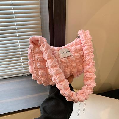 Large Capacity Fashion Pleated Shoulder Bag Women'S Underarm Bag Foreign Style Solid Color Dumpling Bag