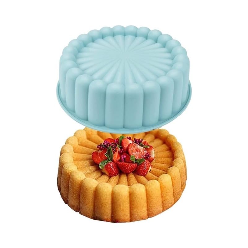 

Silicone Charlotte Cake Pan – 7.7 Inch Flexible Non-Stick Mold for Cheesecake, Strawberry Shortcake, Tart, Pie & Brownie синий