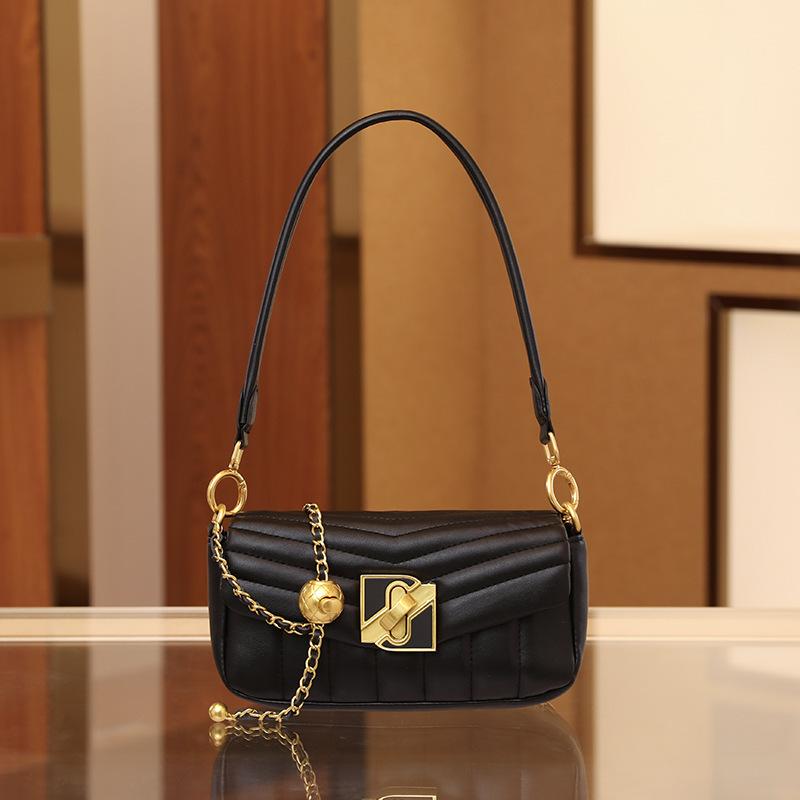 

Rhombus armpit bag new high-end niche light luxury bag women s metal ball chain single shoulder messenger bag чёрный