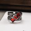 Black Gothic Irregular Thorns Ruby Rings Retro Hip-hop Personality Adjustable Finger Ring for Men Women Jewelry Gifts