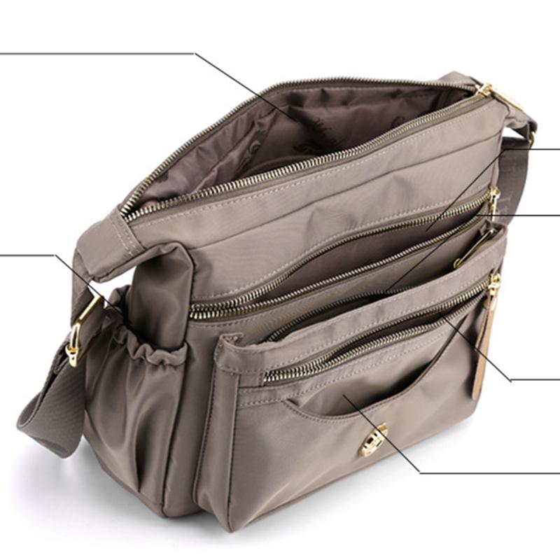 Multi-layer Shoulder Bag Large Capacity Waterproof Nylon Crossbody Bag Ladies Casual Mobile Phone Backpacks