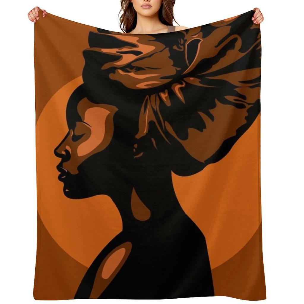 African Woman Silhouette Illustration Throw Blanket anime Nap Decoratives decorative Blankets