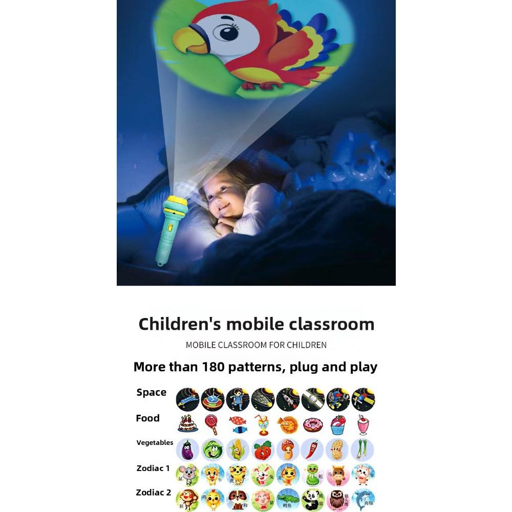 Cartoon Kids Projection Flashlight Mini Projector Baby Early Education Toy Children Learning Toy Gift