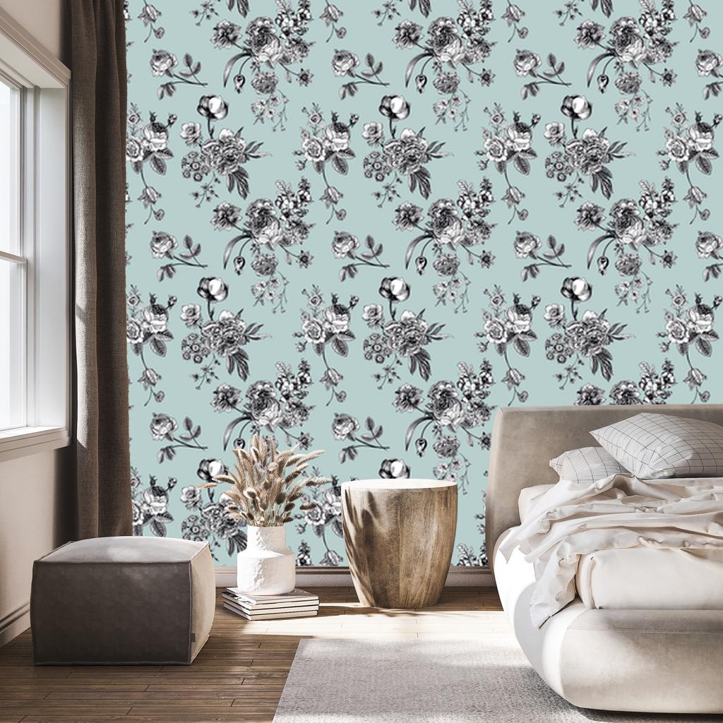 Stylish Blooming Flowers Wallpaper for Living Room and Bedroom 50x1000