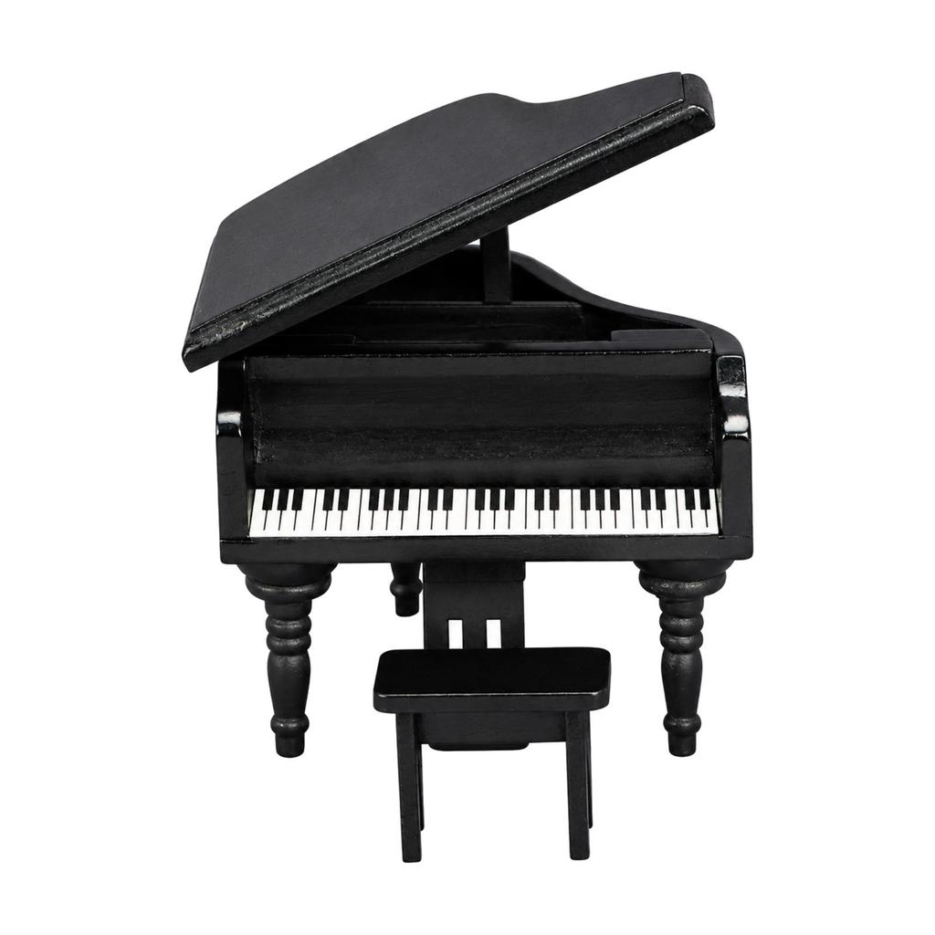 1:12 Scale Grand Piano with Bench Decorative Miniature Model Realistic for Diorama