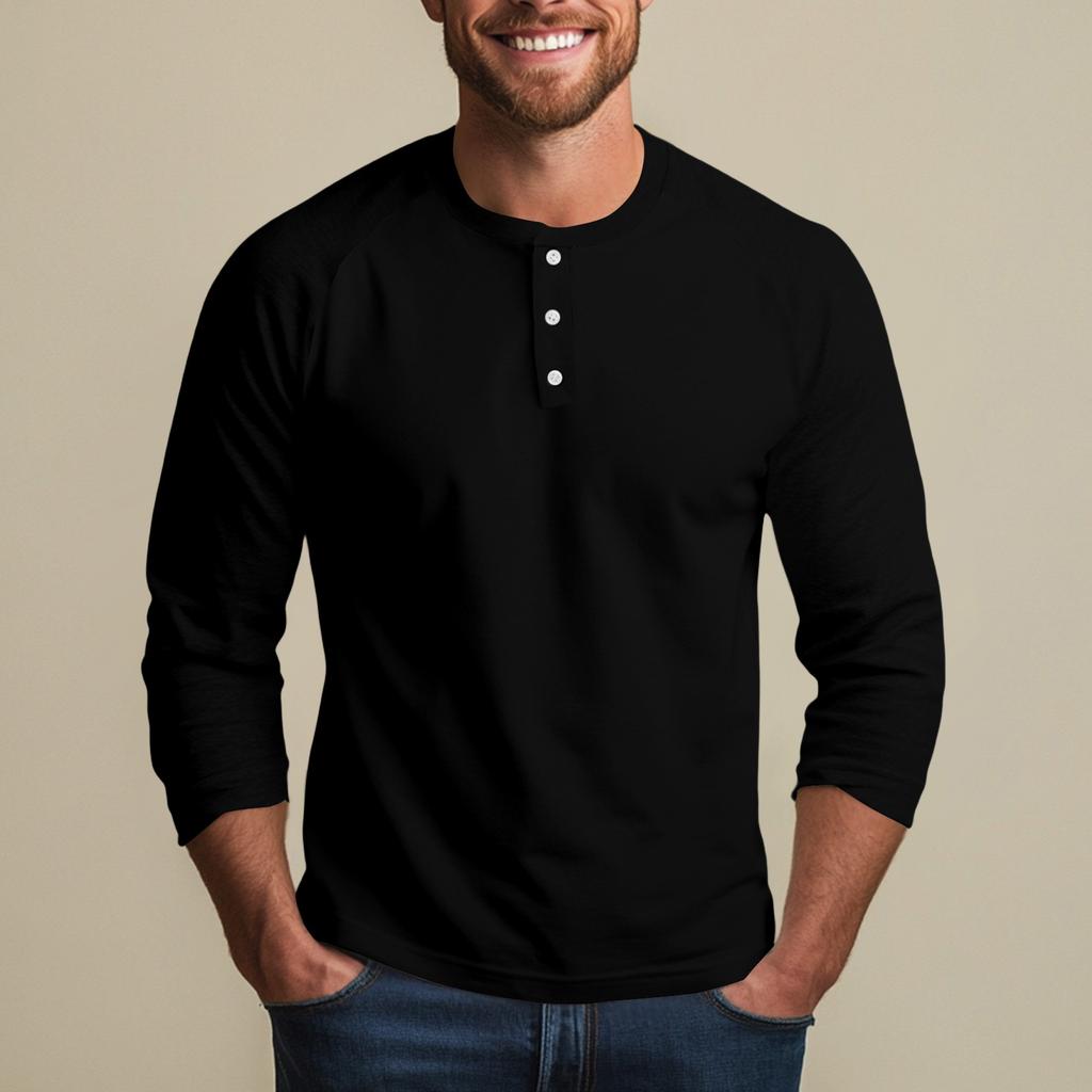 Herrskjorta med kontrastfärgad raglanärm i 3/4 längd