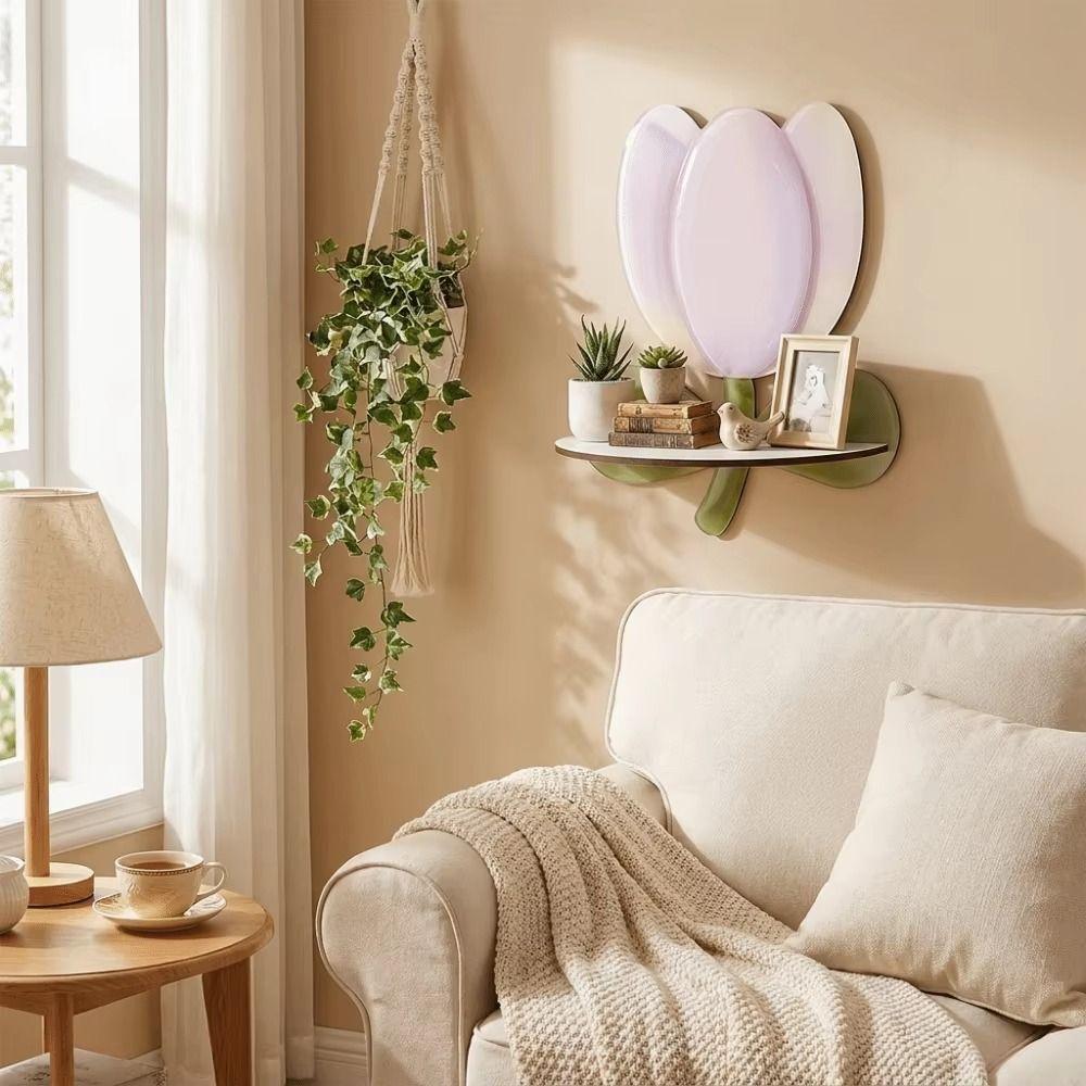 Wood Flower Wall Shelf Bohemian Style Decorative Wall Shelf Candle Wall Sconce  Room Decoration