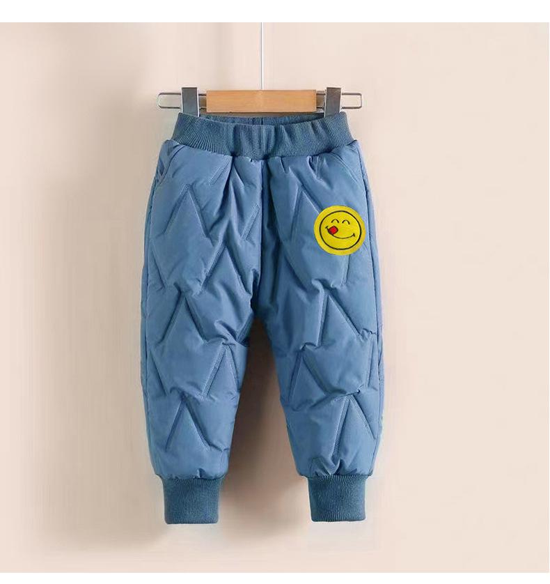 Children's Windproof Quilted Cotton Pants with Velvet Lining for Boys and Girls - Warm Winter Casual Wear
