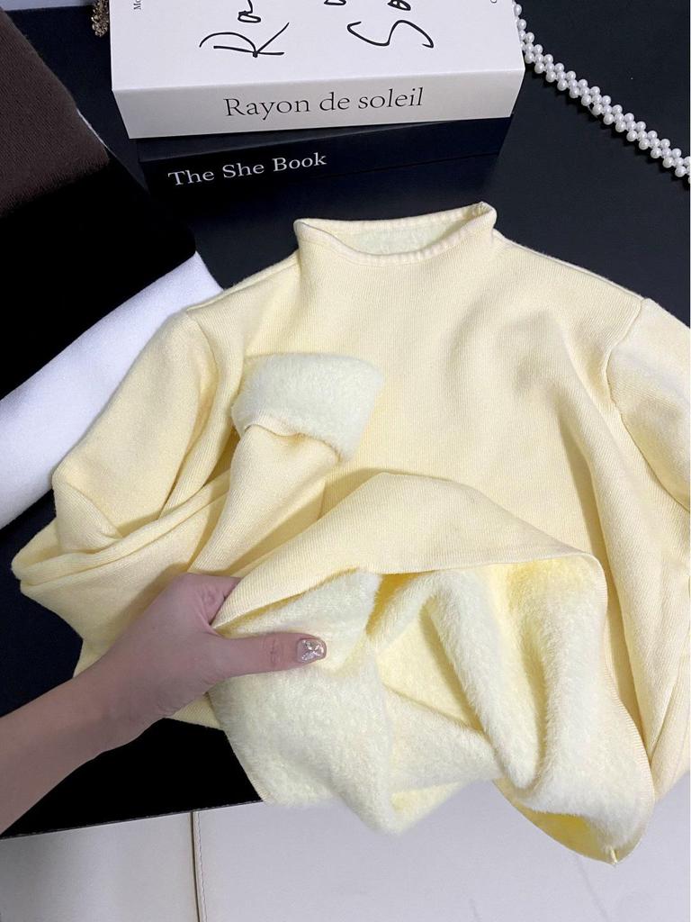 Damen Dopamin Rollkragen Fleece Pullover - 2025 Frühjahrskollektion, Warmer & Dicker Gestrickter Baselayer Top