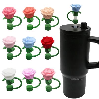 9-10mm Roze Bloem Rietdeksel voor Stanley, Hittebestendig Stofdicht Rietplug Dop Beker Accessoire, Valentijnsdag Cadeau 1 stuks