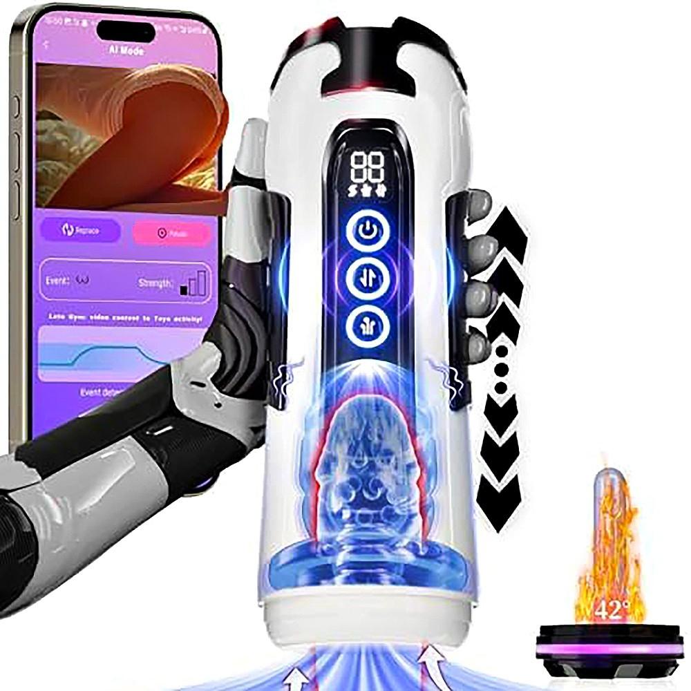 App AI Control Masturbation Cup Electric Heating Blowjob 9 Sucking Thrusting Vibration Modes Adults Masturbator Sex Toys for Man