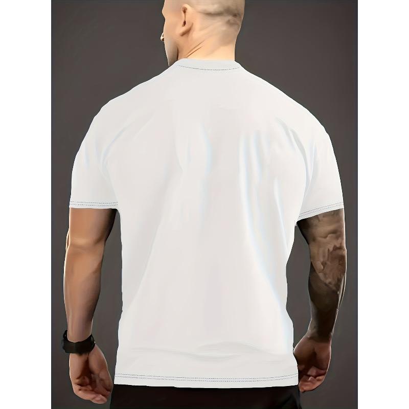 European sizes Men's Casual Round Neck T-Shirt with Fish School Pattern Summer Regular Fit, with Fish Design for Men