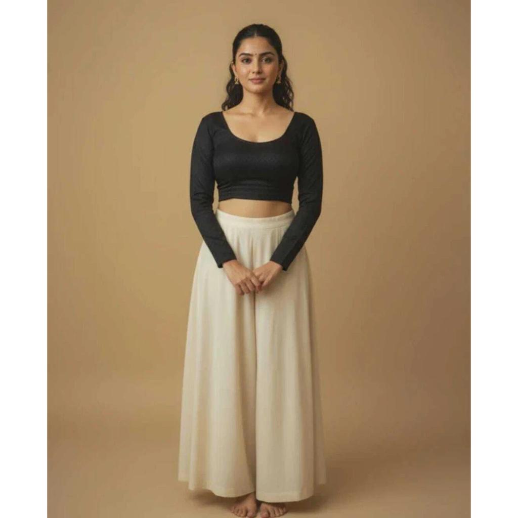 Women's Round Neck Ethnic Blouse Indian Bollywood Cotton Blend Crop Top Choli
