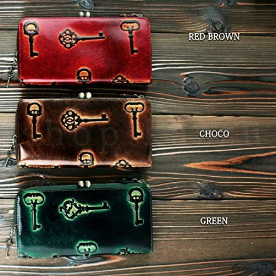 VIA DOAN Long Wallet Cowhide Enamel Embossed Clasp Retro Series [VIA DOAN] Women's [No.732] (Green)