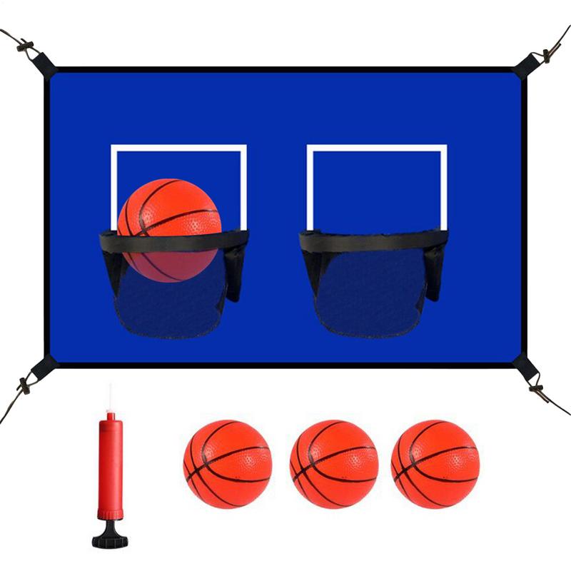 

Basketball Goal For Trampoline Basketball Hoop Trampoline With Ball And Pump Shock-Absorbent Outdoor Sports Accessories For синій