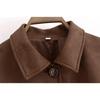 Women's Fashion Casual Solid Color Print Autumn Winter Long Sleeve POLO Neck Jackets Coats
