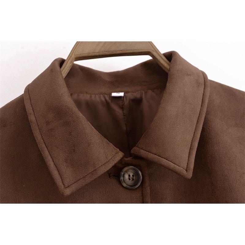 Women's Fashion Casual Solid Color Print Autumn Winter Long Sleeve POLO Neck Jackets Coats