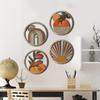 4 st trärund väggkonst i boho-stil Bohemisk cirkelväggdekor Utstansad bondgårds hängskylt för sovrum vardagsrum badrum uteplats lägenhet