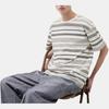 Uniqlo X JW Anderson Collaboration SS24 Striped Pique Short Sleeve T-Shirt Men Tops Beige 469054-30