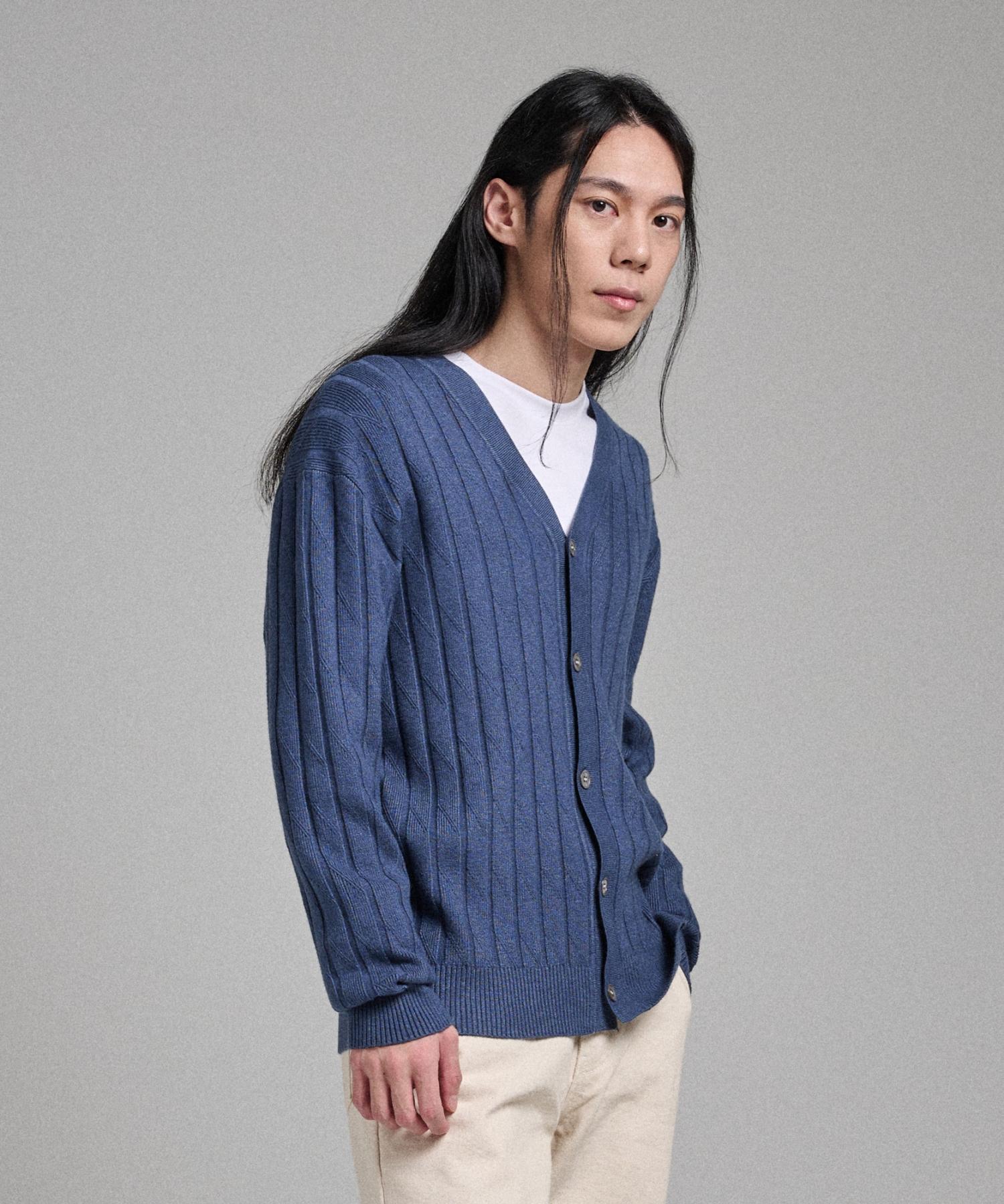 Analog Mood Like Semi Hachi Cardigan Knit (Blue) Free