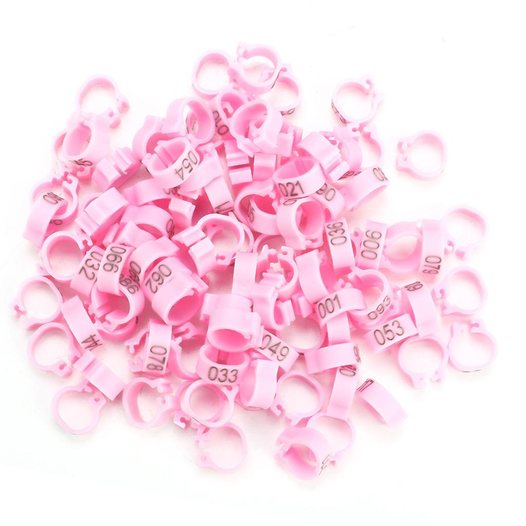 100PCSCelsiusBag 8MM 001-100 Numbered Plastic Letter Bird Leg Bands S(red)