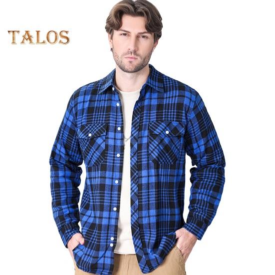 Men's Shirt Long Sleeve Plaid Lapel Top Loose Fit Casual Flannel Coat for Spring Autumn Office Party Vacation Home Date
