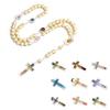 Handmade Plastic Beaded Necklace with Cross Pendant Fashion Catholic Cross Rosary Necklace Jewelry for First Communion
