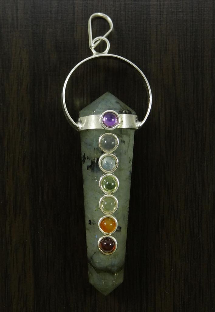 Harmonize Crayon en pierre de Labradorite, pendentif baguette Reiki à pointe unique, cristal de guérison Reiki 7 Chakra