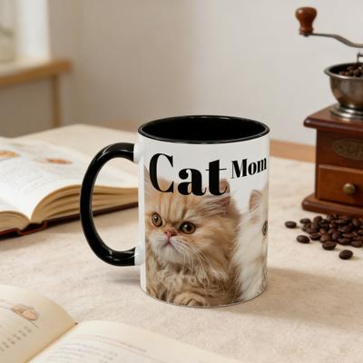 1/2 Pezzi Tazza da Caffè Grande Capacità Tazza in Ceramica per Alimenti Leggera Lavabile in Lavastoviglie Adatta al Microonde Tazza a Tema Mamma Gatto