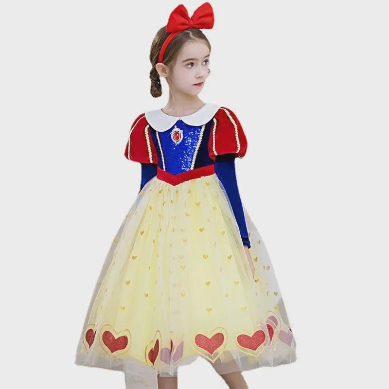 2024 Vår Prinsessan Elsa och Snövit Festivaluppträdandeklänning för Små Flickor