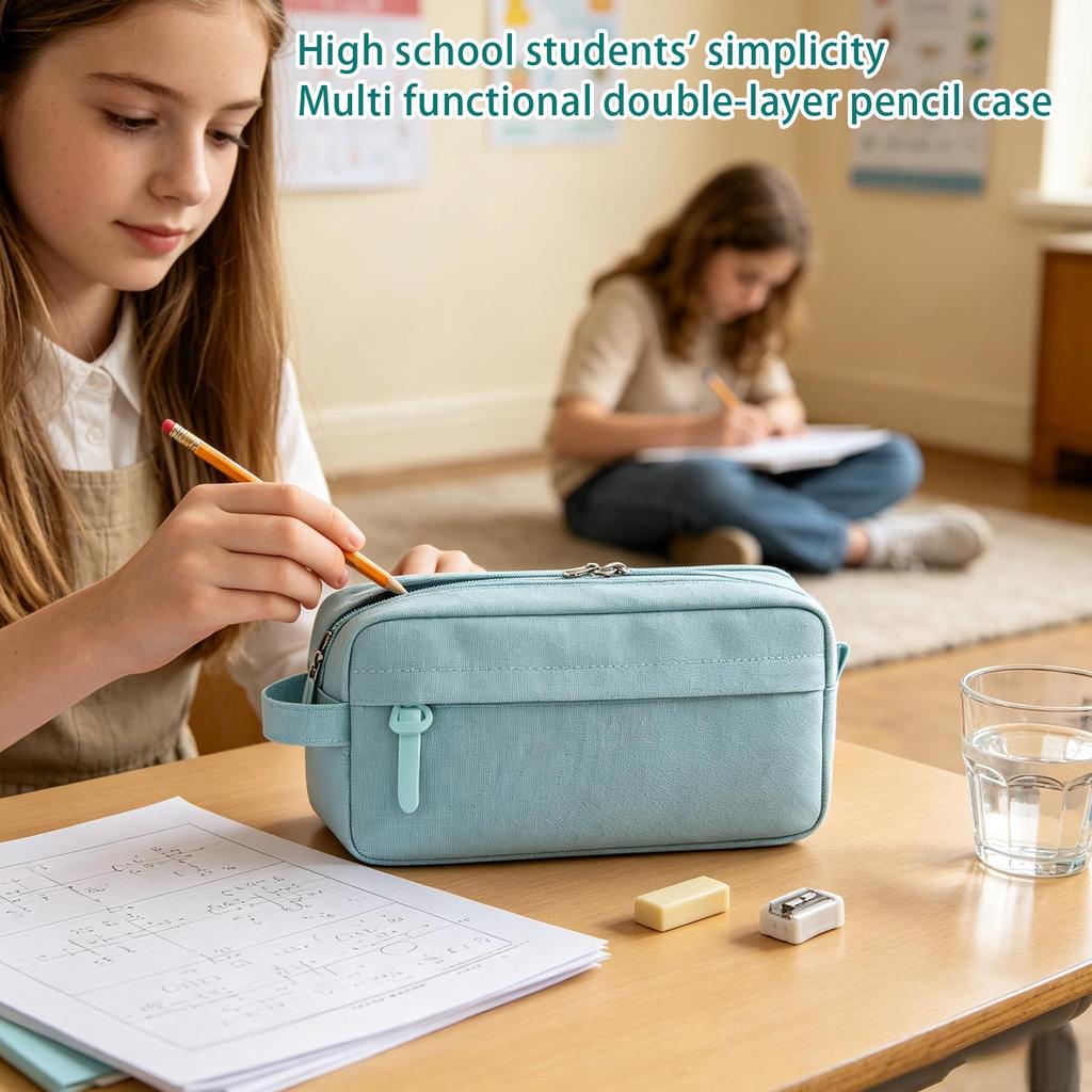 Double Layer Pencil Case, Multi-Functional Pen Holder for High School School Elementary Students