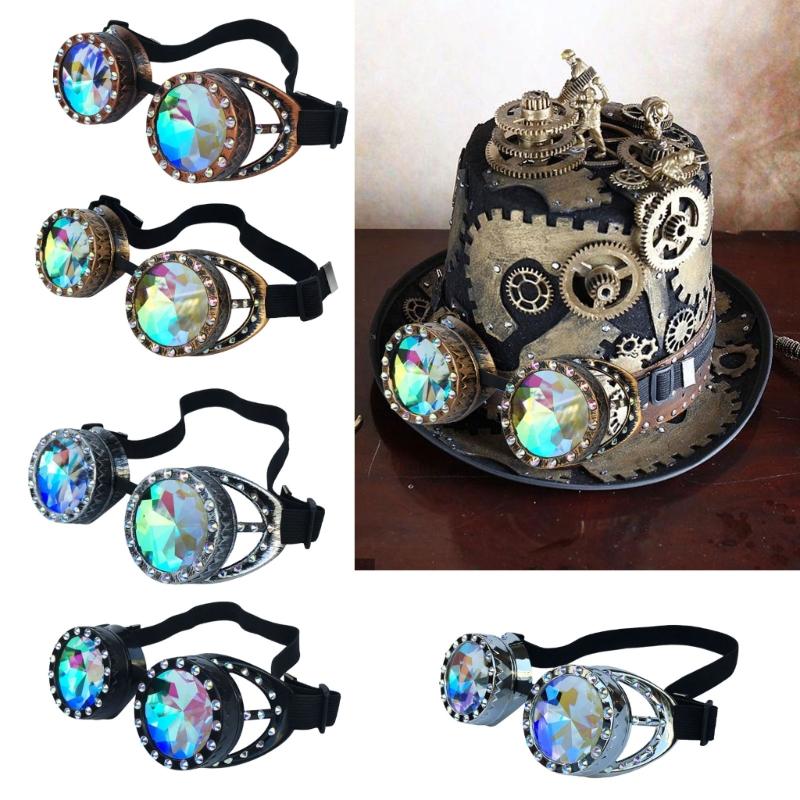 Kaleidoscope Goggles Steampunk Goggles Glasses Halloween Cosplay Party Costume Accessory Psychedelic Raves Goggles