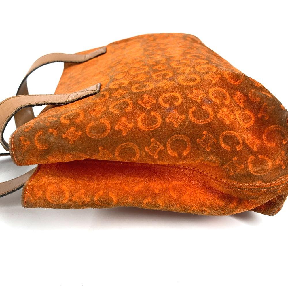 CELINE Macadam logo Bags Hand Bag Tote Bag Suede / Leather Orange/Beige