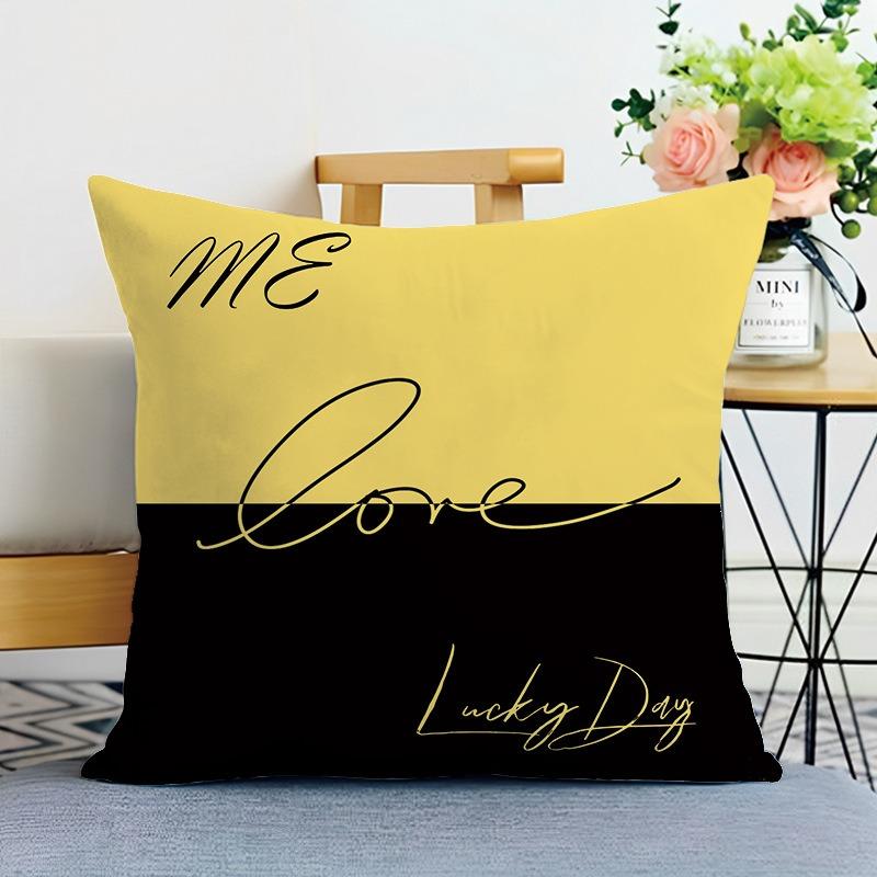 Bedroom Living Room Square Cushion Pillowcase Yellow Modern Simple Printed Decorative Pillowcase
