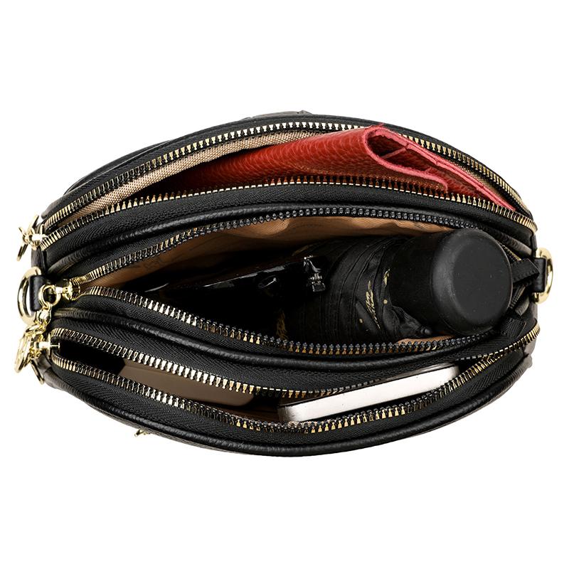 Women's Crossbody Bag Soft Leather Small Square Bag Multi-Compartment Shoulder Bag